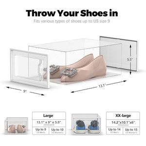 Storage Box, Clear Plastic Stackable Shoe Organizer